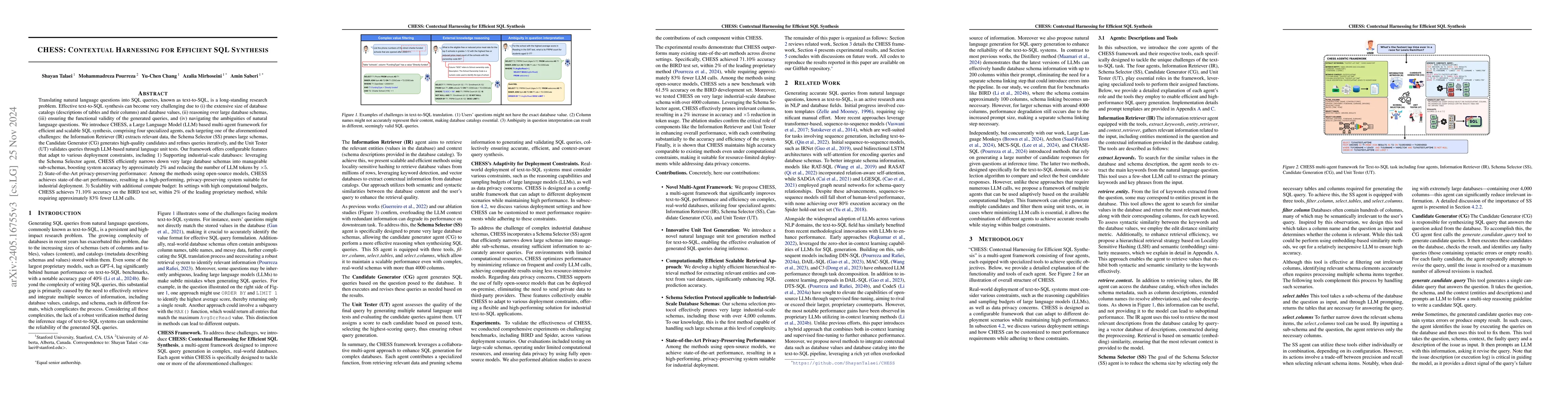 Thumbnail for CHESS: Contextual Harnessing for Efficient SQL Synthesis