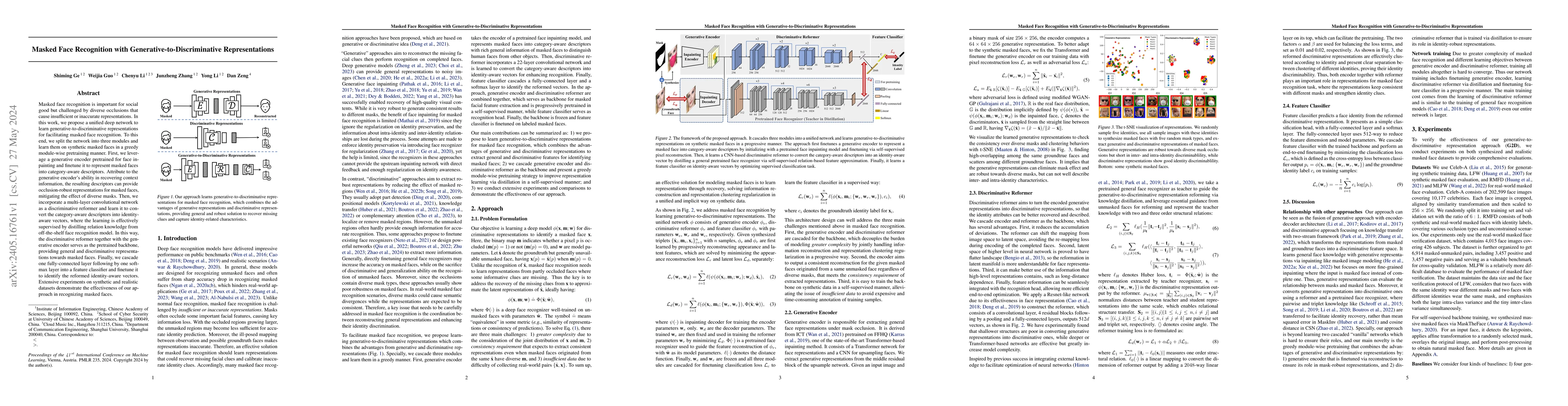Thumbnail for Masked Face Recognition with Generative-to-Discriminative
  Representations