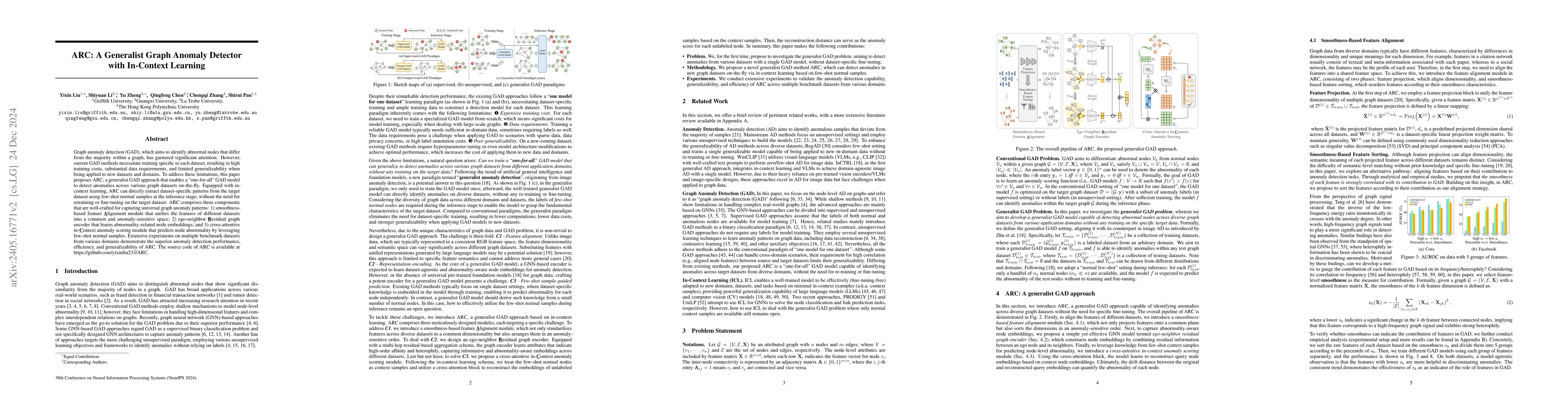 Thumbnail for ARC: A Generalist Graph Anomaly Detector with In-Context Learning
