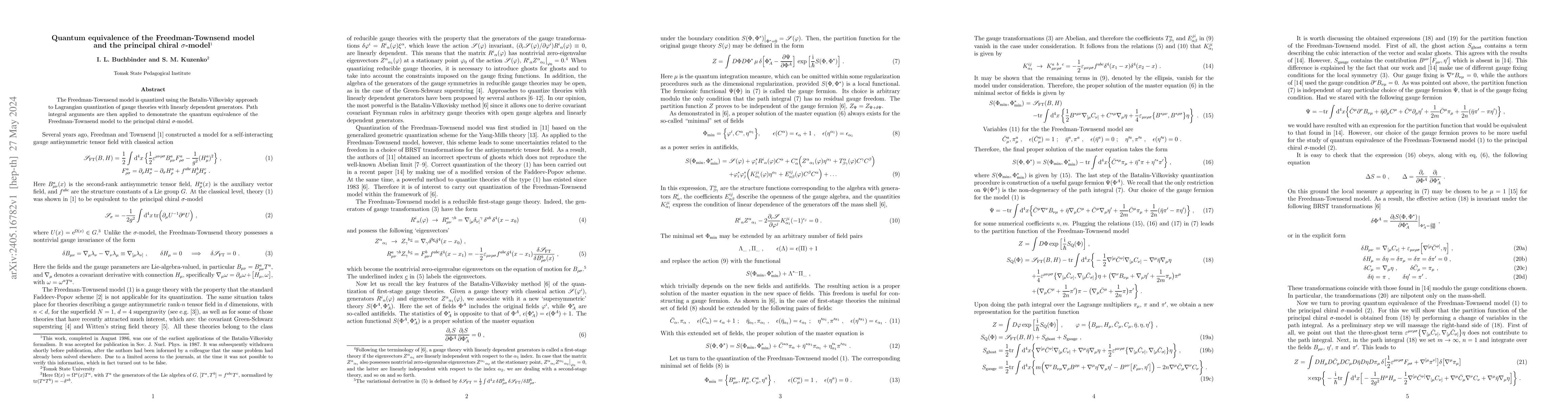 Thumbnail for Quantum equivalence of the Freedman-Townsend model and the principal
  chiral $\sigma$-model
