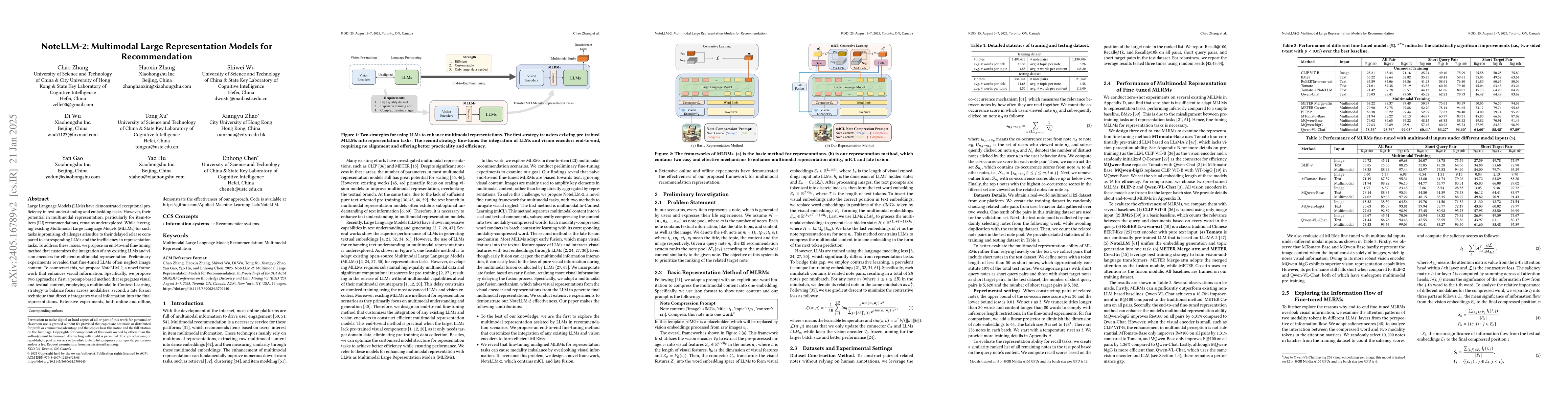 Thumbnail for NoteLLM-2: Multimodal Large Representation Models for Recommendation