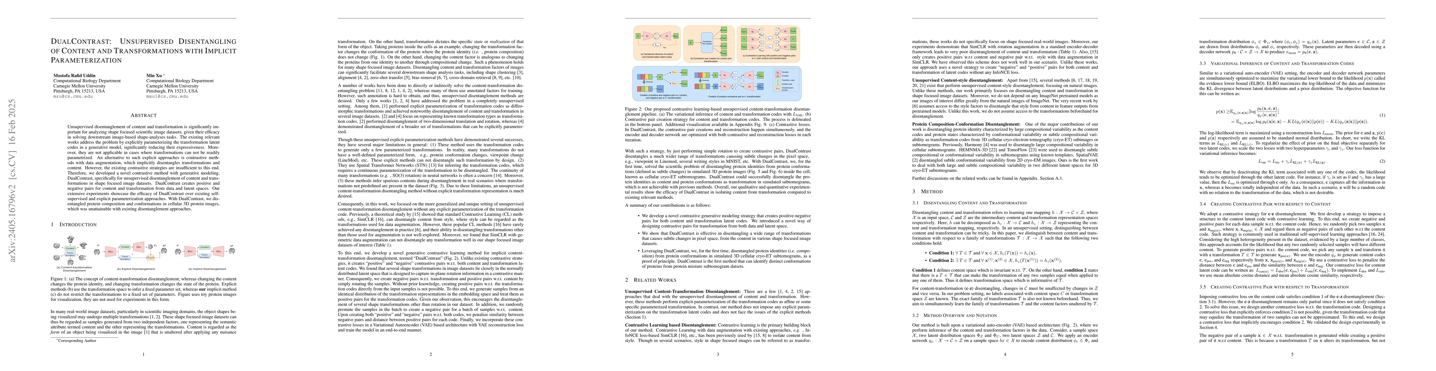 Thumbnail for DualContrast: Unsupervised Disentangling of Content and Transformations
  with Implicit Parameterization