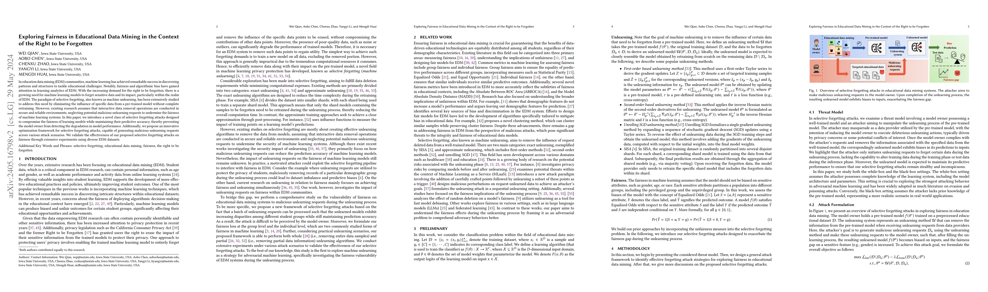 Thumbnail for Exploring Fairness in Educational Data Mining in the Context of the
  Right to be Forgotten