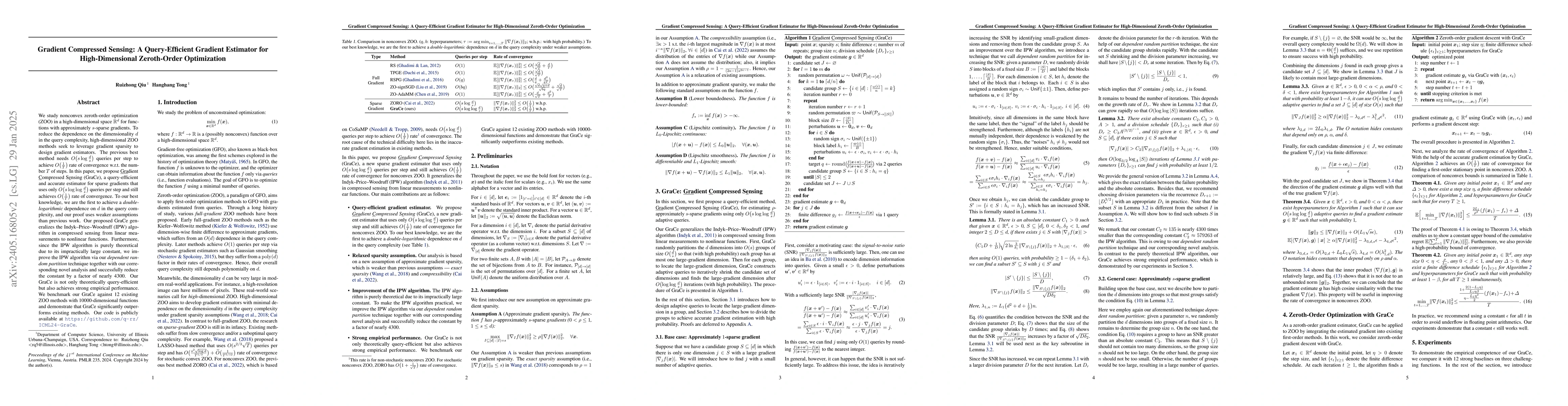Thumbnail for Gradient Compressed Sensing: A Query-Efficient Gradient Estimator for
  High-Dimensional Zeroth-Order Optimization