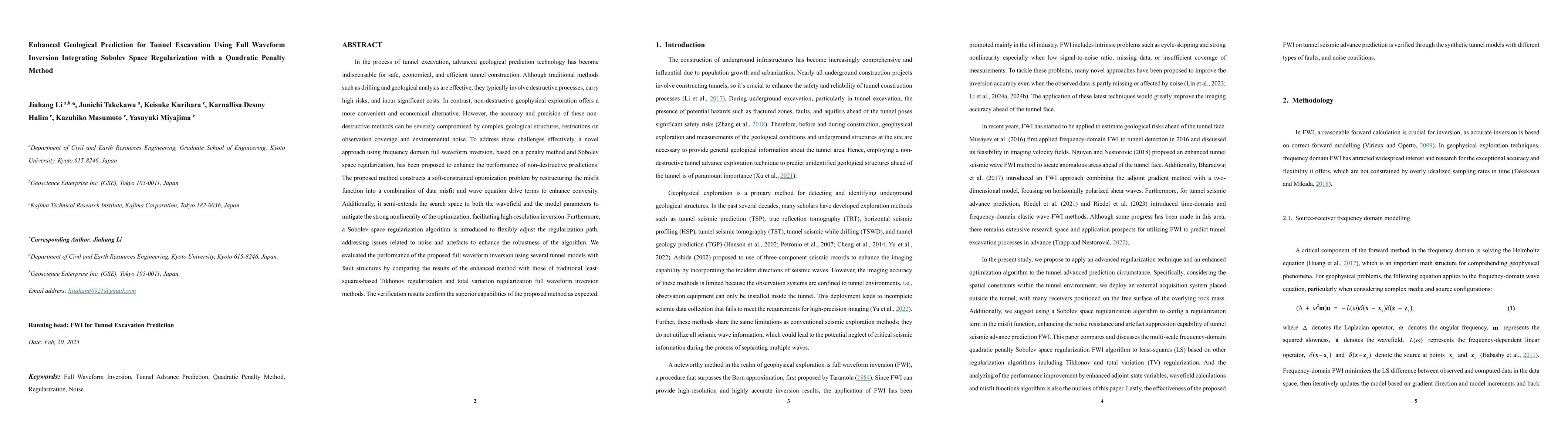 Thumbnail for Enhanced Geological Prediction for Tunnel Excavation Using Full Waveform
  Inversion Integrating Sobolev Space Regularization with a Quadratic Penalty
  Method