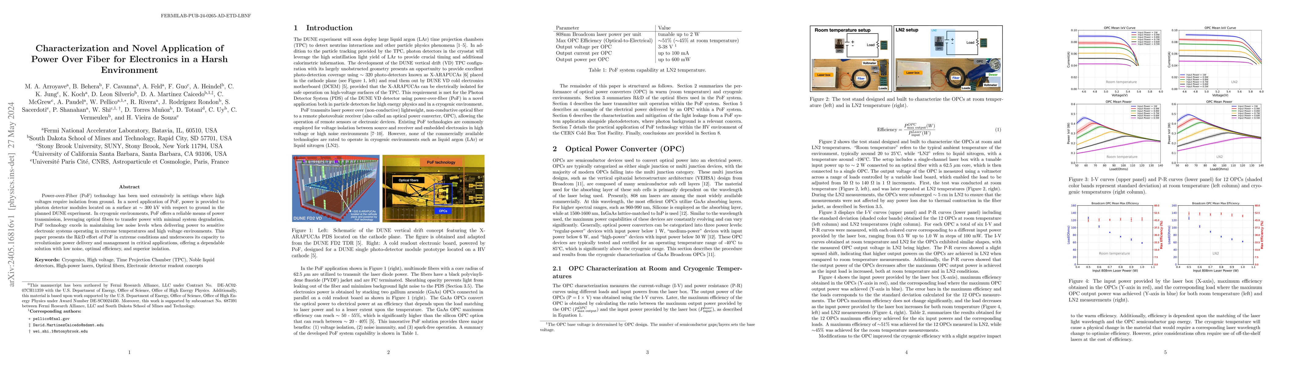 Thumbnail for Characterization and Novel Application of Power Over Fiber for
  Electronics in a Harsh Environment