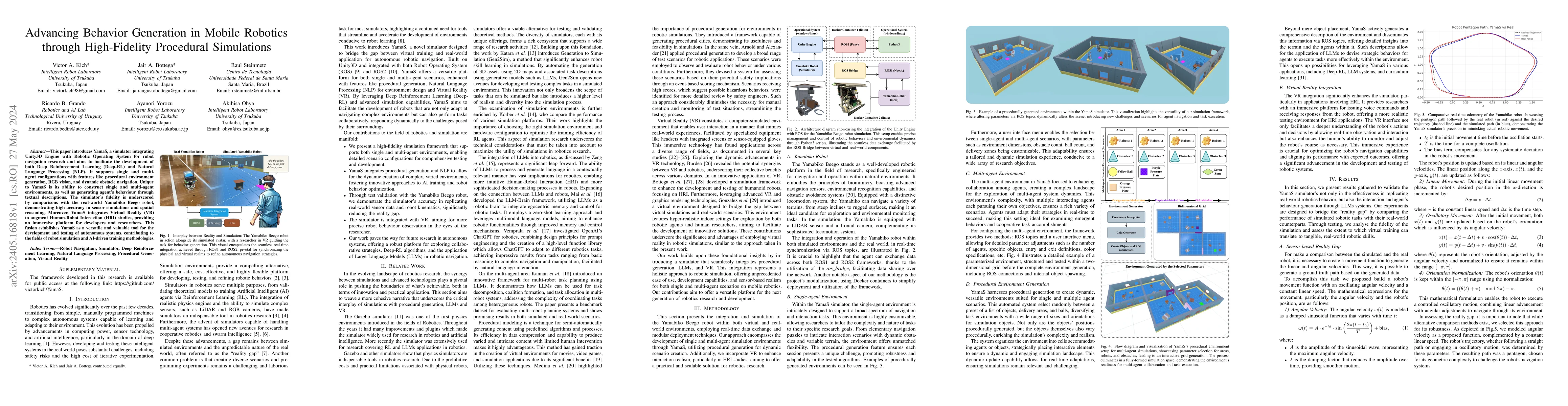 Thumbnail for Advancing Behavior Generation in Mobile Robotics through High-Fidelity
  Procedural Simulations