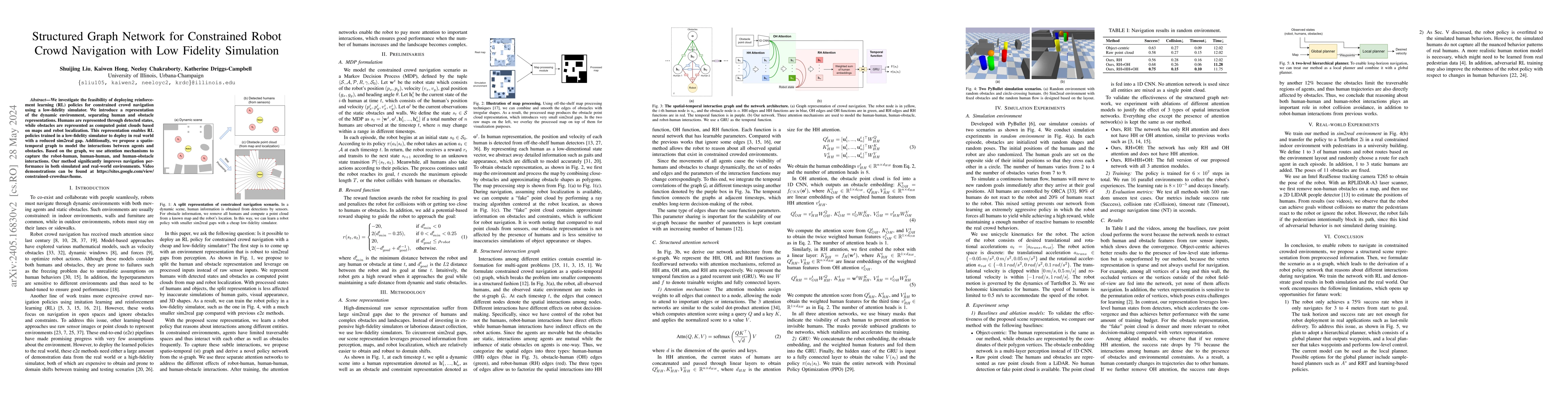 Thumbnail for Structured Graph Network for Constrained Robot Crowd Navigation with Low
  Fidelity Simulation