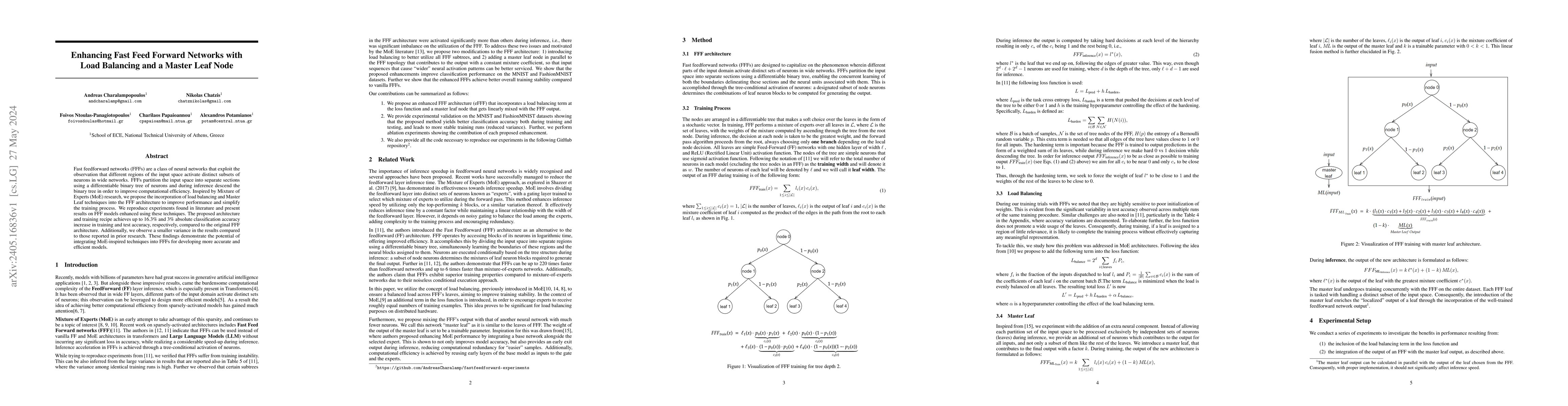Thumbnail for Enhancing Fast Feed Forward Networks with Load Balancing and a Master
  Leaf Node