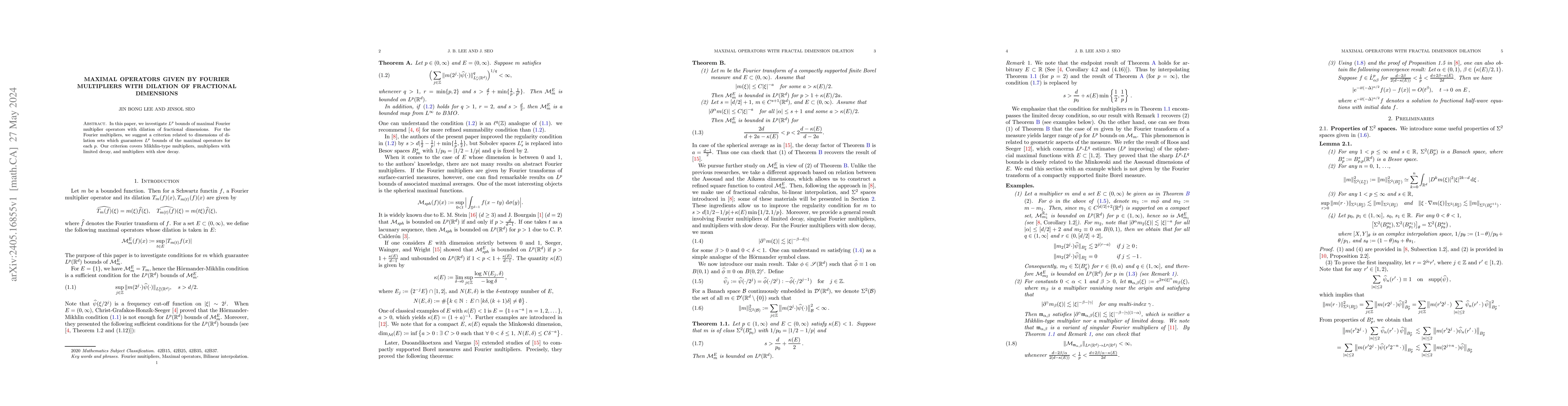 Thumbnail for Maximal operators given by Fourier multipliers with dilation of
  fractional dimensions