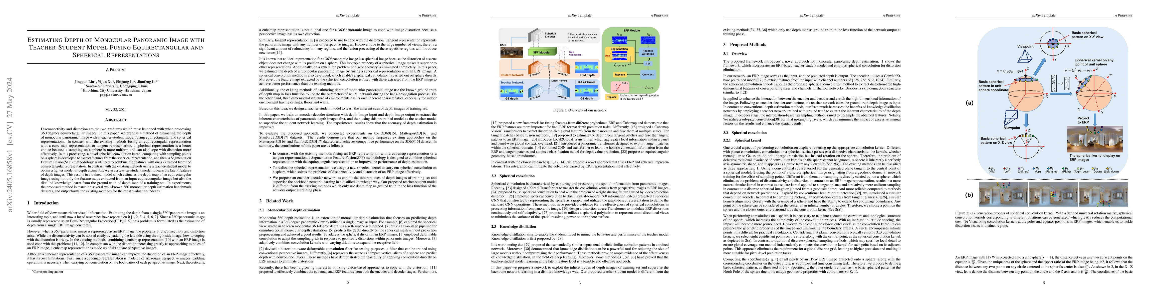 Thumbnail for Estimating Depth of Monocular Panoramic Image with Teacher-Student Model
  Fusing Equirectangular and Spherical Representations
