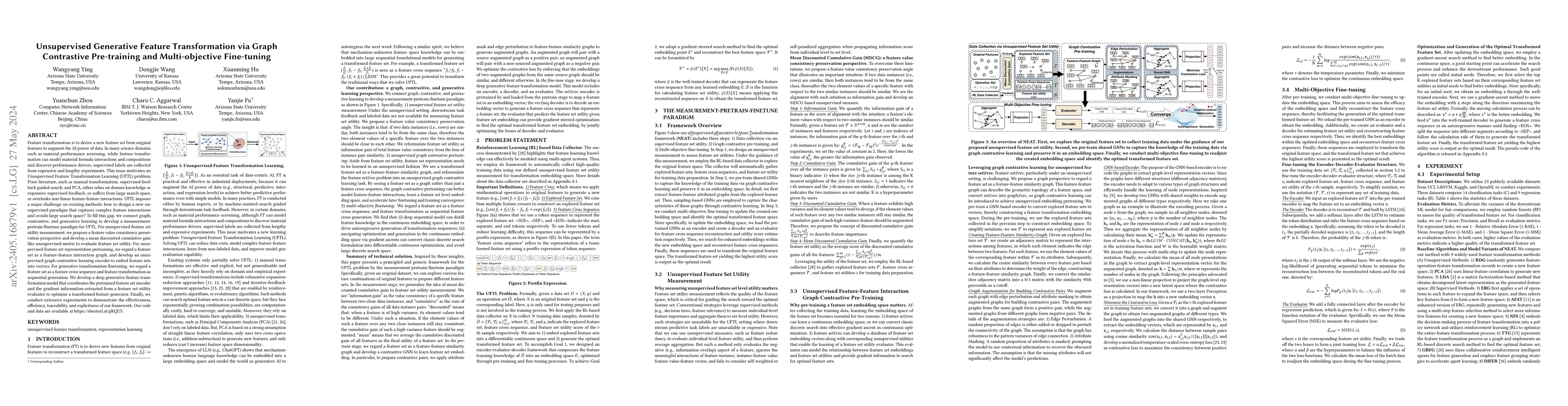 Thumbnail for Unsupervised Generative Feature Transformation via Graph Contrastive
  Pre-training and Multi-objective Fine-tuning