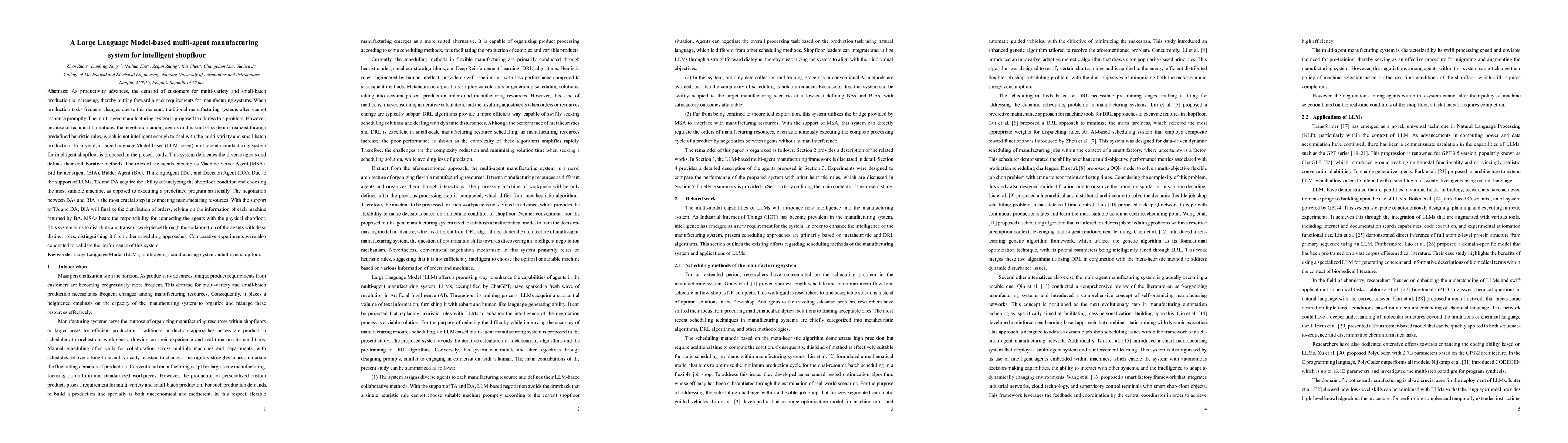 Thumbnail for A Large Language Model-based multi-agent manufacturing system for
  intelligent shopfloor