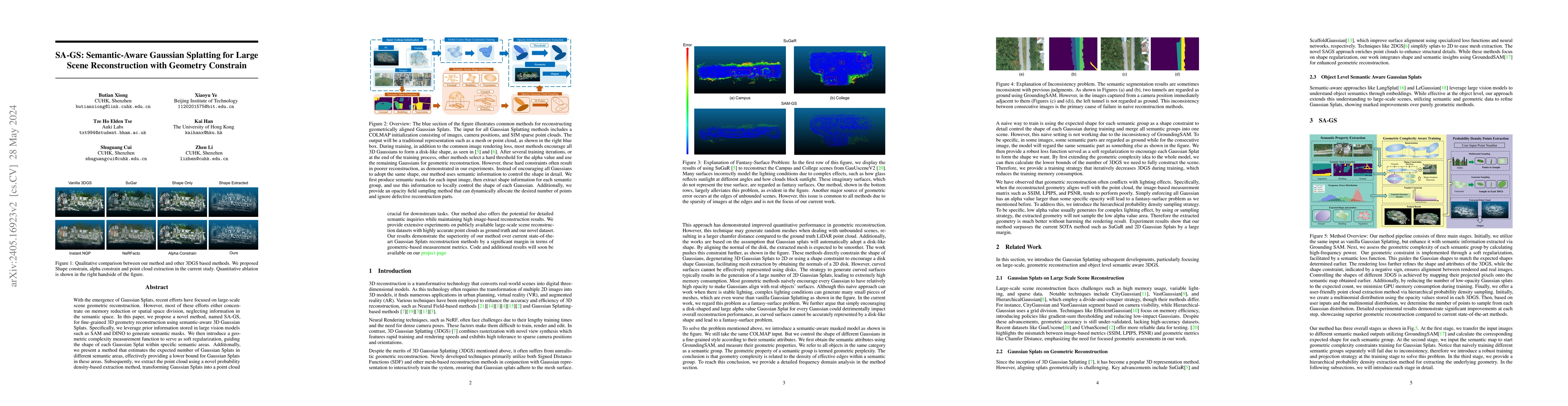 Thumbnail for SA-GS: Semantic-Aware Gaussian Splatting for Large Scene Reconstruction
  with Geometry Constrain
