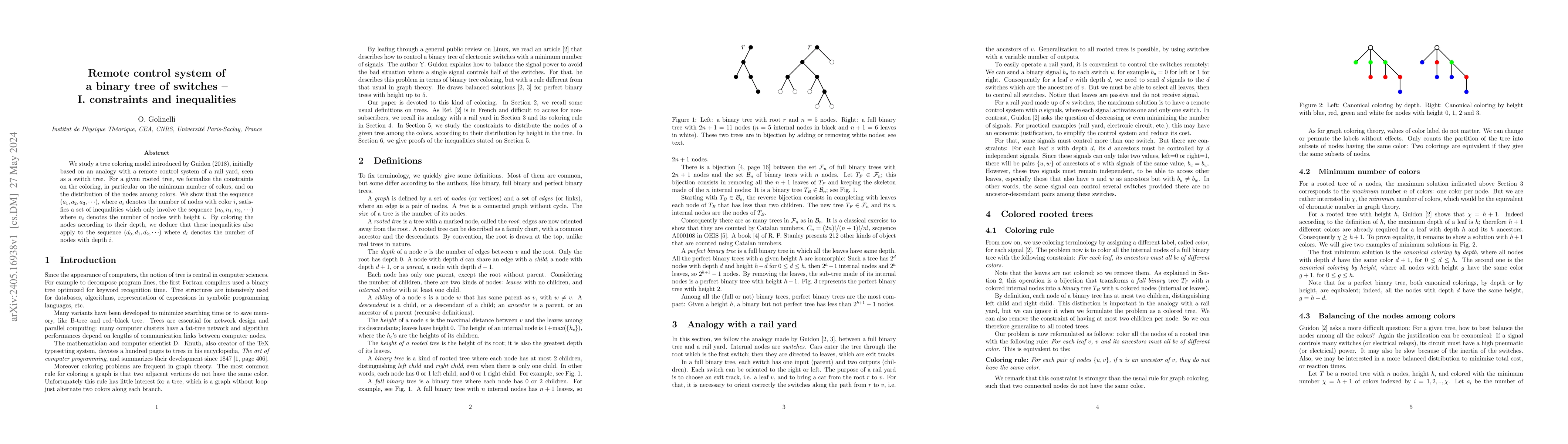 Thumbnail for Remote control system of a binary tree of switches -- I. constraints and
  inequalities
