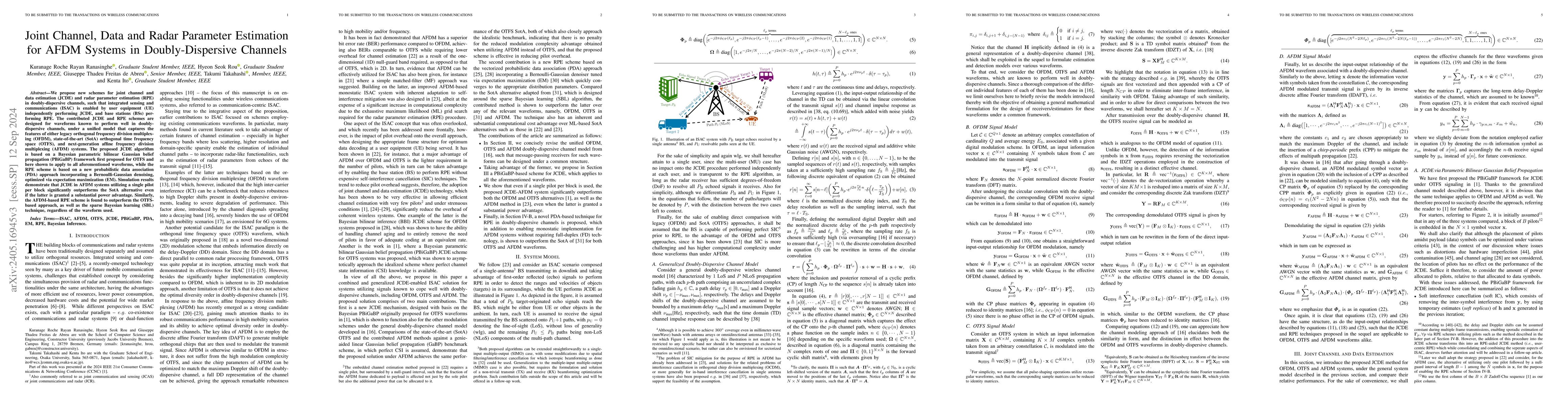 Thumbnail for Joint Channel, Data and Radar Parameter Estimation for AFDM Systems in
  Doubly-Dispersive Channels