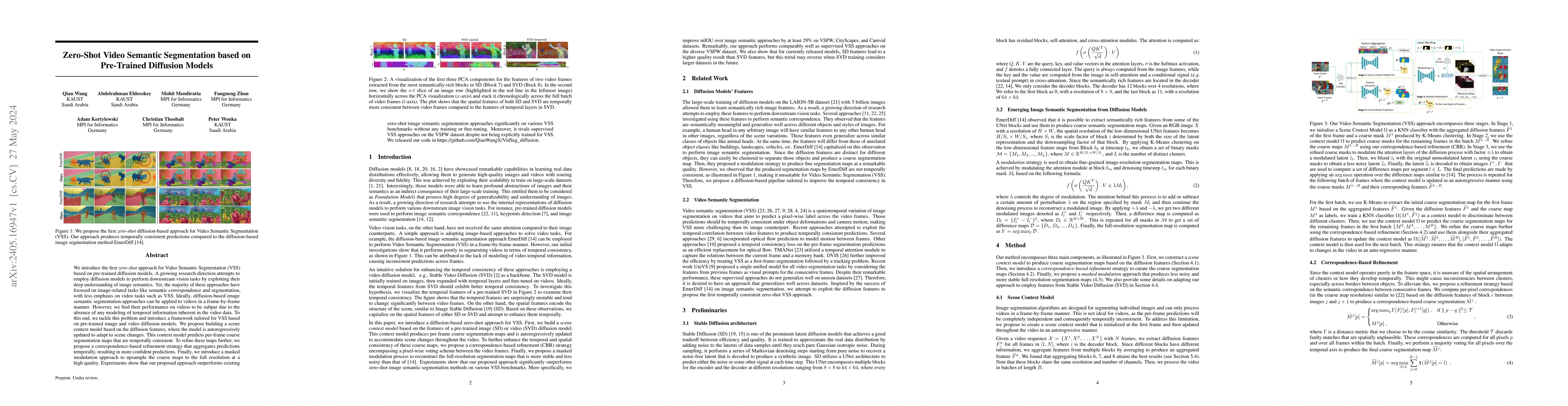 Thumbnail for Zero-Shot Video Semantic Segmentation based on Pre-Trained Diffusion
  Models
