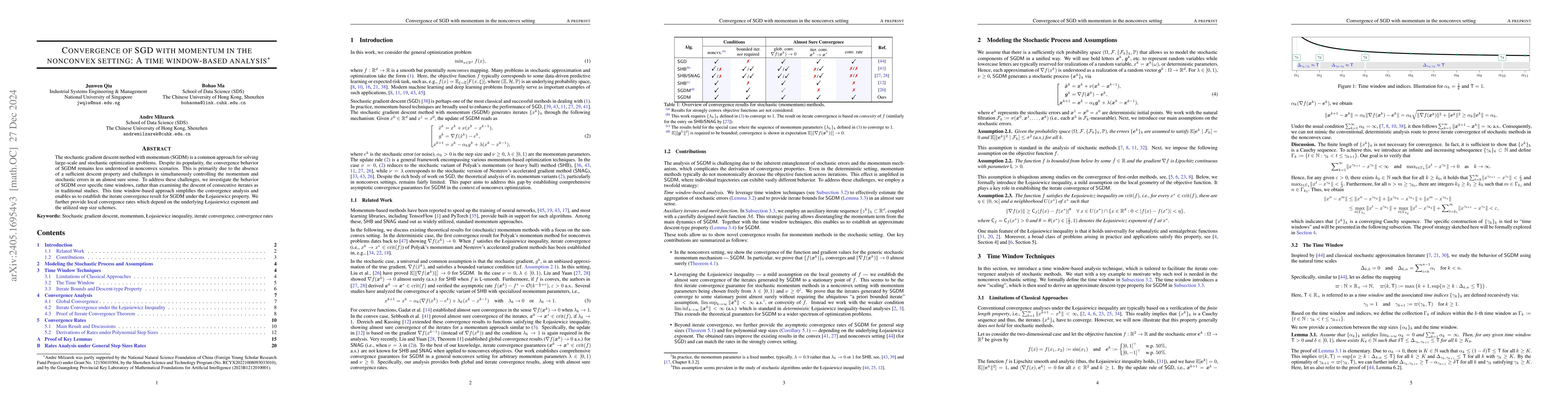 Thumbnail for Convergence of SGD with momentum in the nonconvex case: A time
  window-based analysis