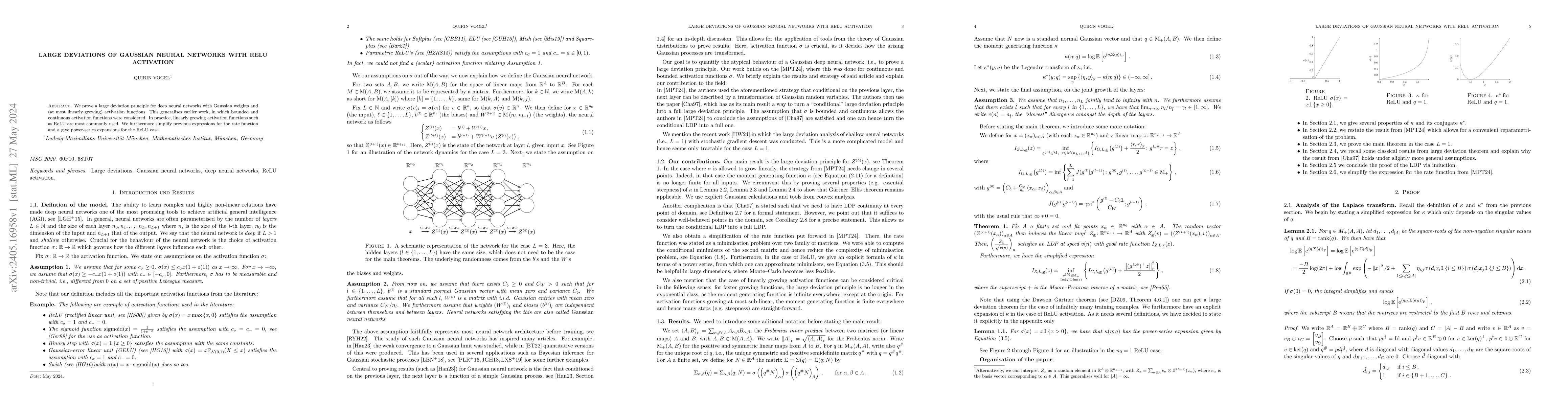 Thumbnail for Large Deviations of Gaussian Neural Networks with ReLU activation