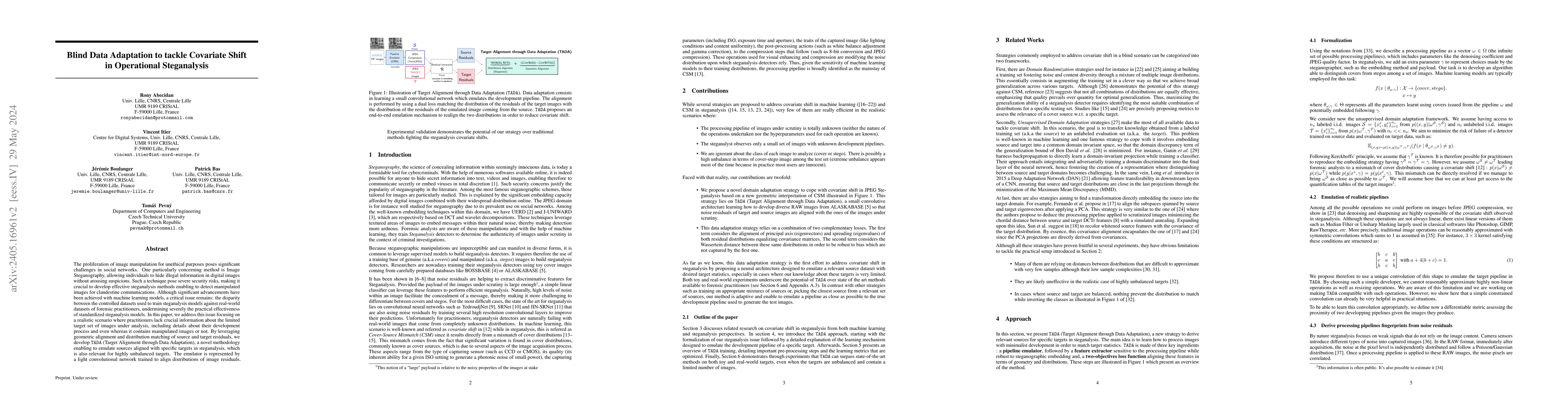 Thumbnail for Blind Data Adaptation to tackle Covariate Shift in Operational
  Steganalysis