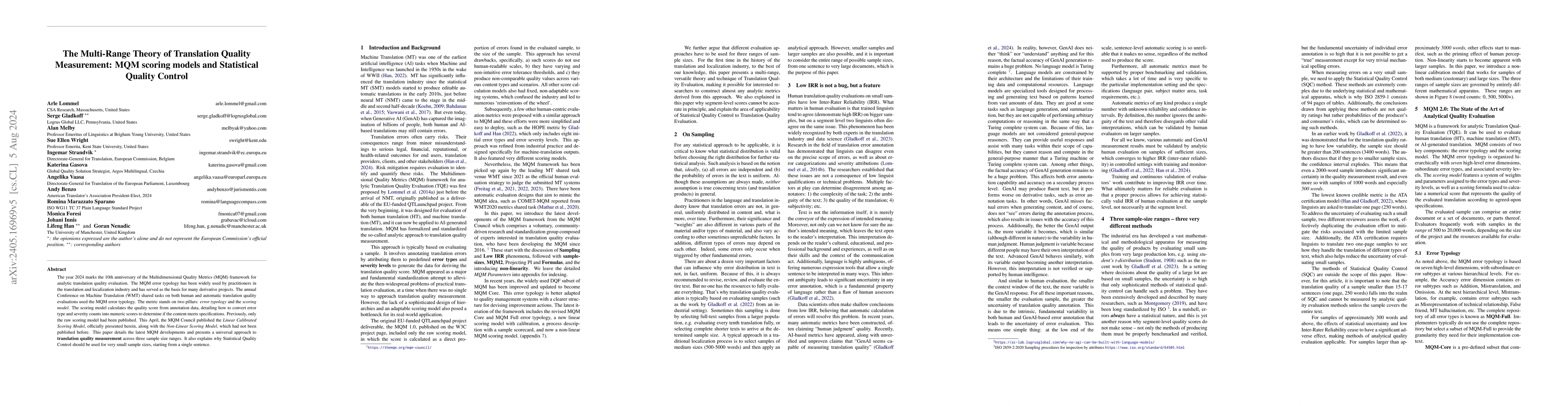 Thumbnail for The Multi-Range Theory of Translation Quality Measurement: MQM scoring
  models and Statistical Quality Control