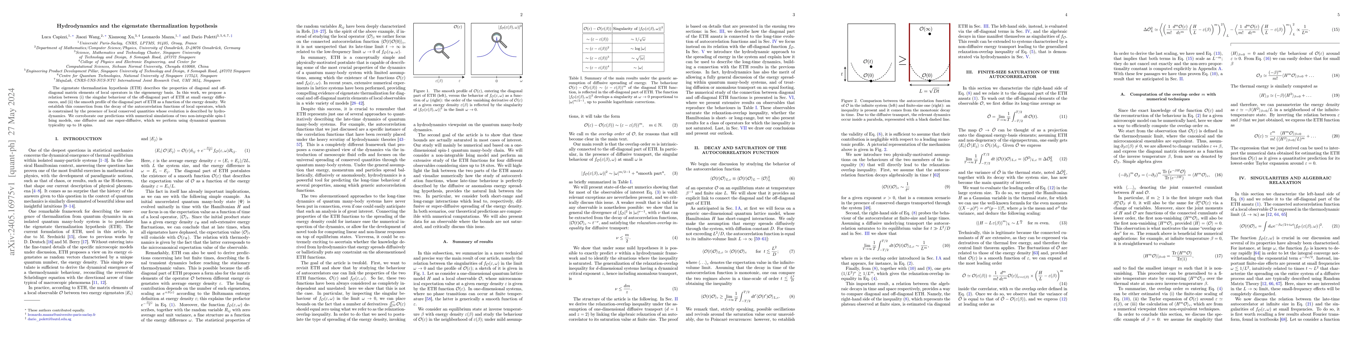 Thumbnail for Hydrodynamics and the eigenstate thermalization hypothesis