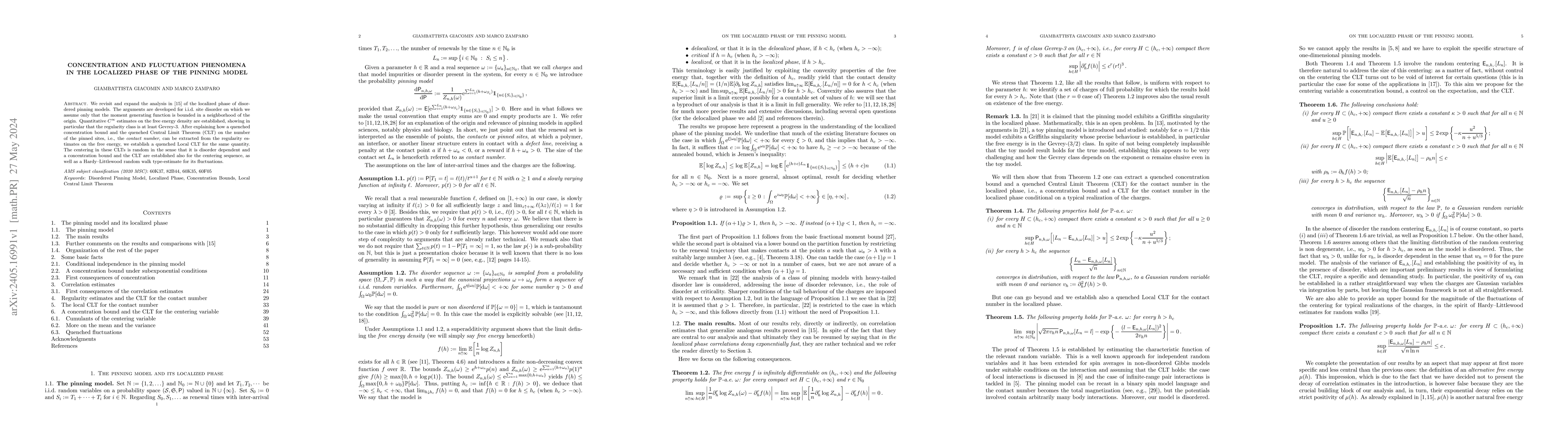 Thumbnail for Concentration and fluctuation phenomena in the localized phase of the
  pinning model