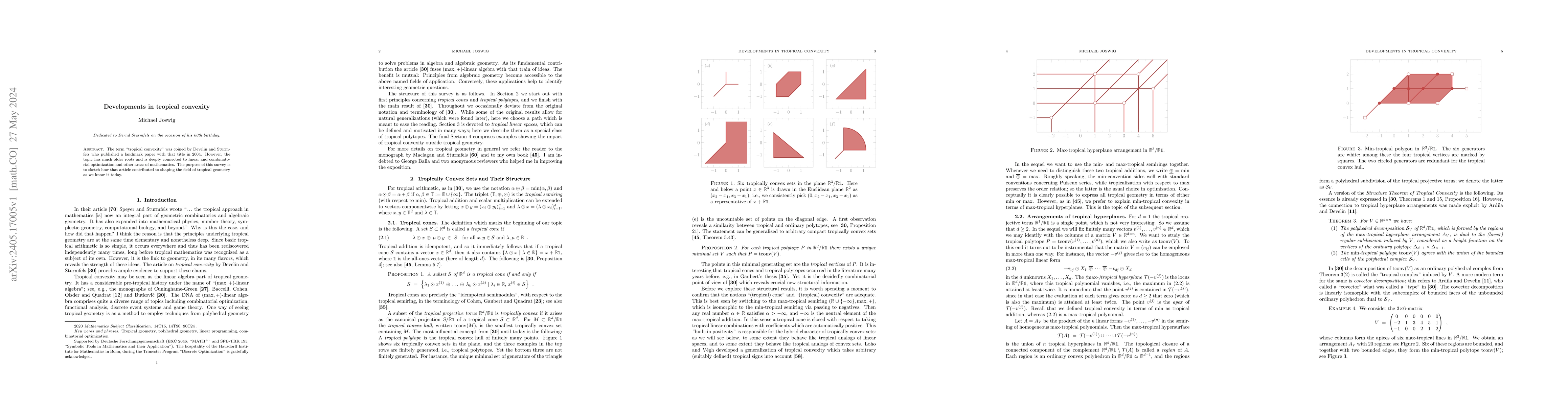 Thumbnail for Developments in tropical convexity