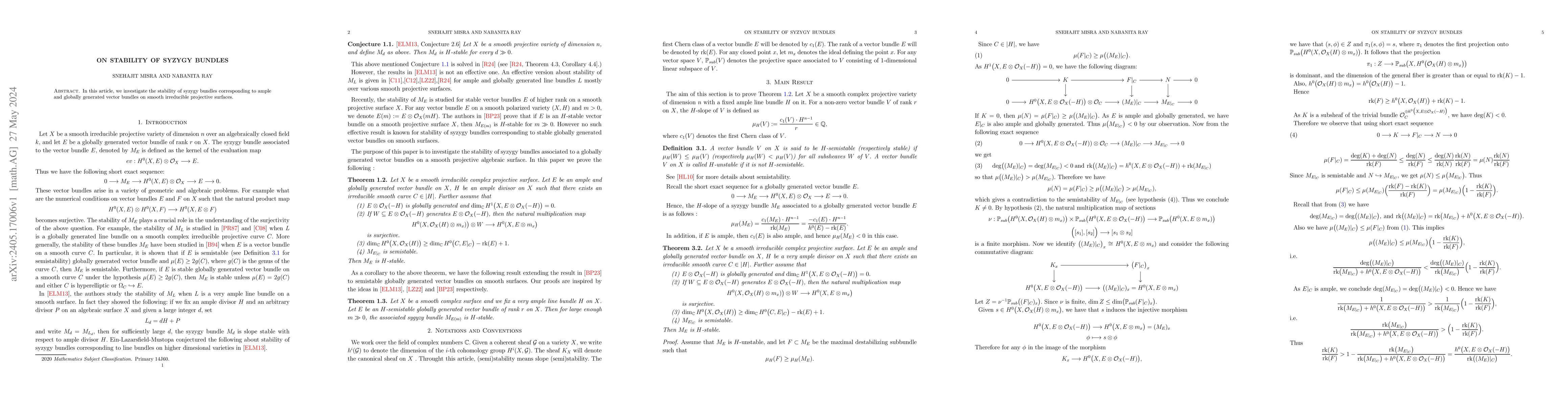 Thumbnail for On Stability of Syzygy Bundles