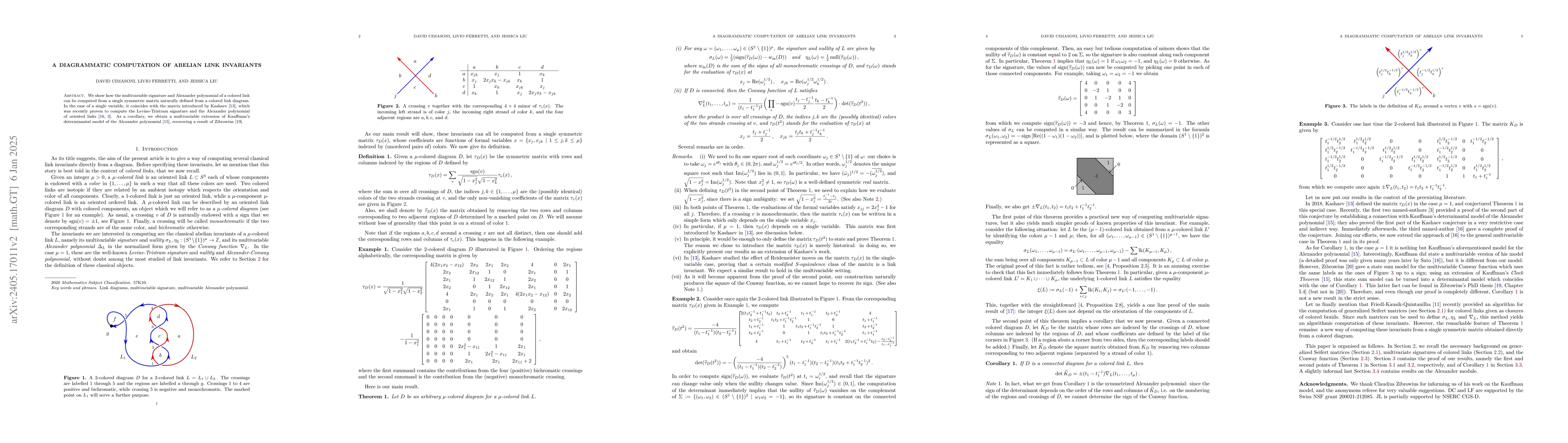 Thumbnail for A diagrammatic computation of abelian link invariants