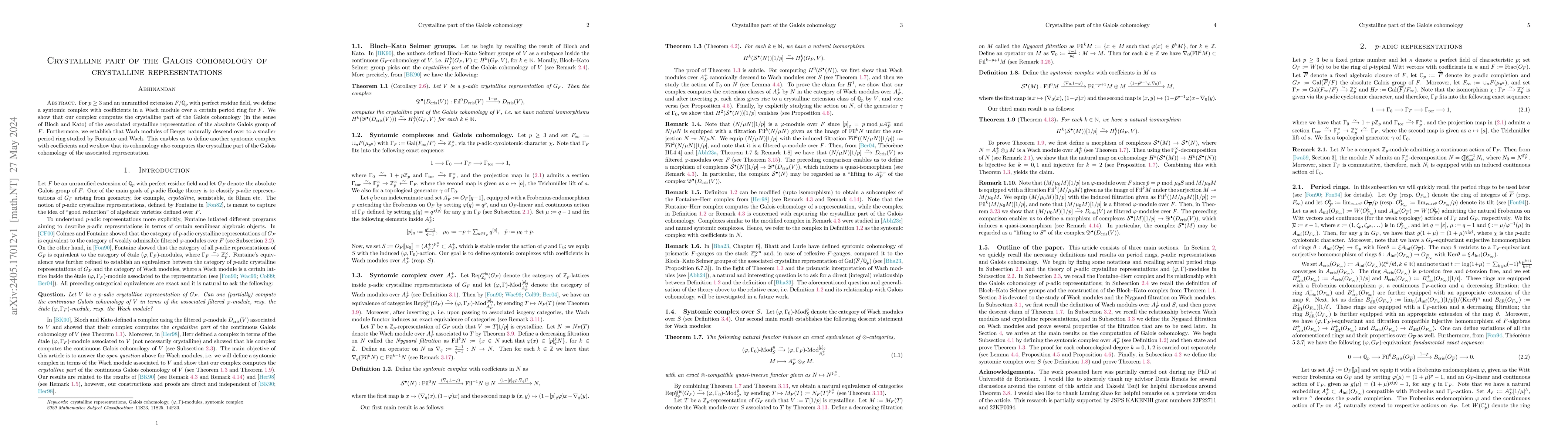 Thumbnail for Crystalline part of the Galois cohomology of crystalline representations