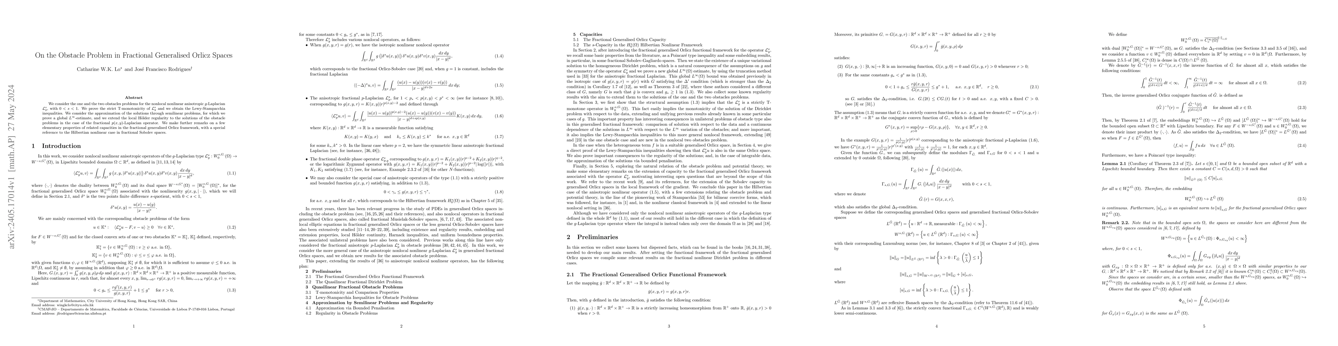 Thumbnail for On the Obstacle Problem in Fractional Generalised Orlicz Spaces
