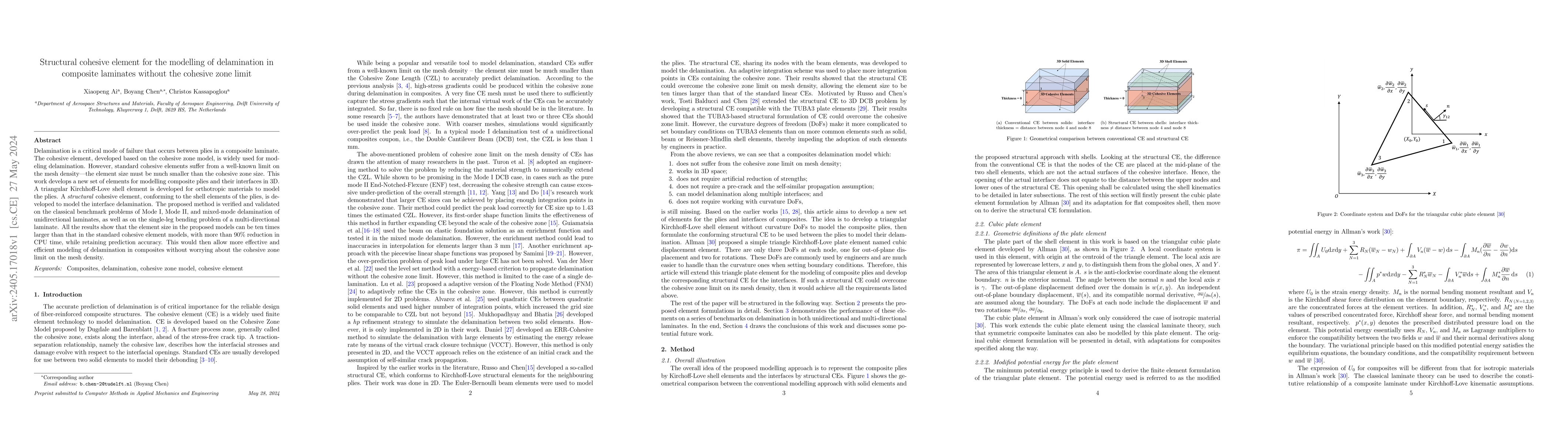 Thumbnail for Structural cohesive element for the modelling of delamination in
  composite laminates without the cohesive zone limit