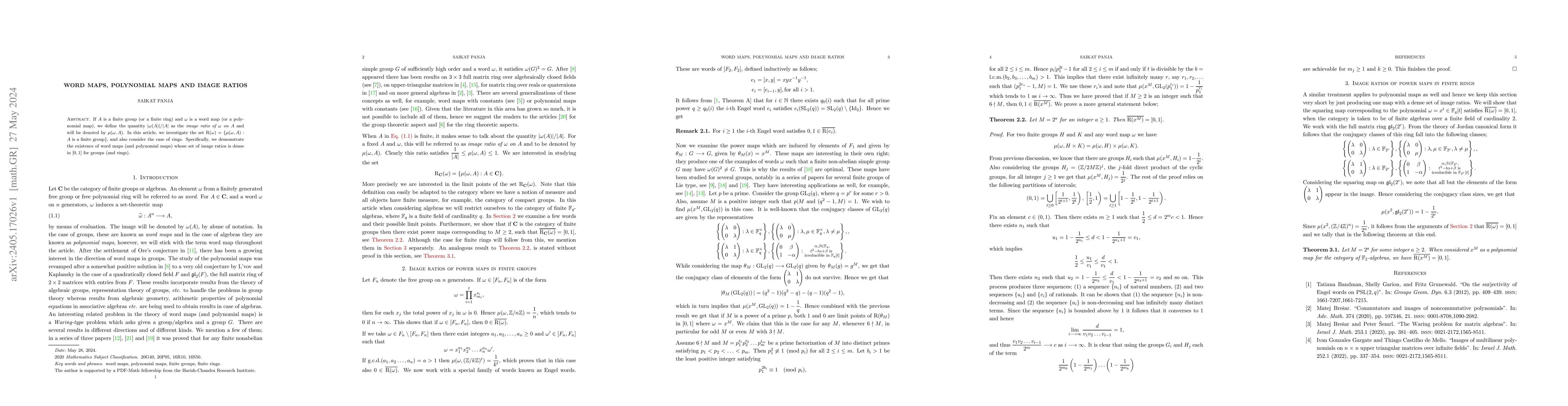 Thumbnail for Word maps, polynomial maps and image ratios