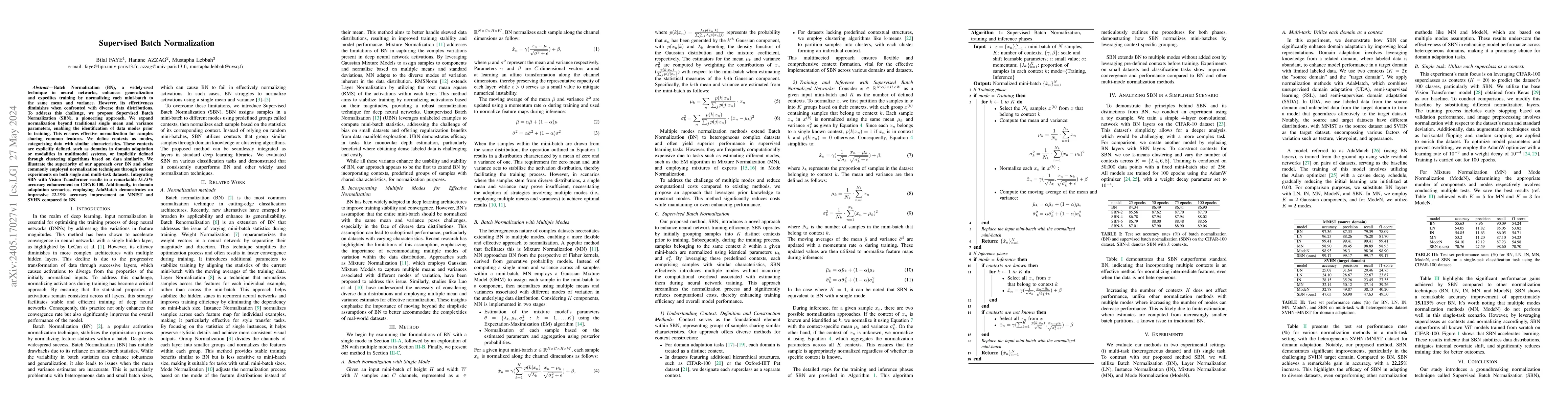 Thumbnail for Supervised Batch Normalization