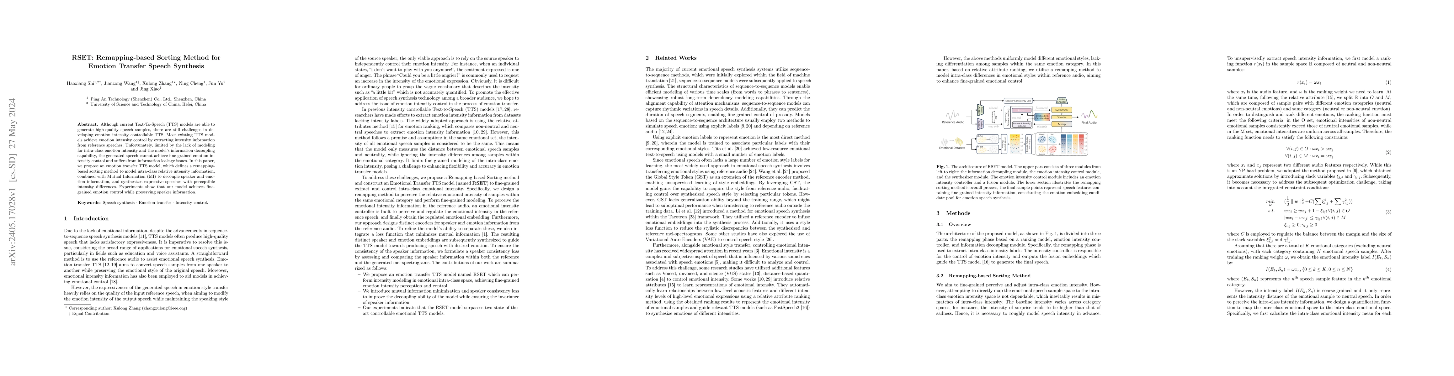 Thumbnail for RSET: Remapping-based Sorting Method for Emotion Transfer Speech
  Synthesis