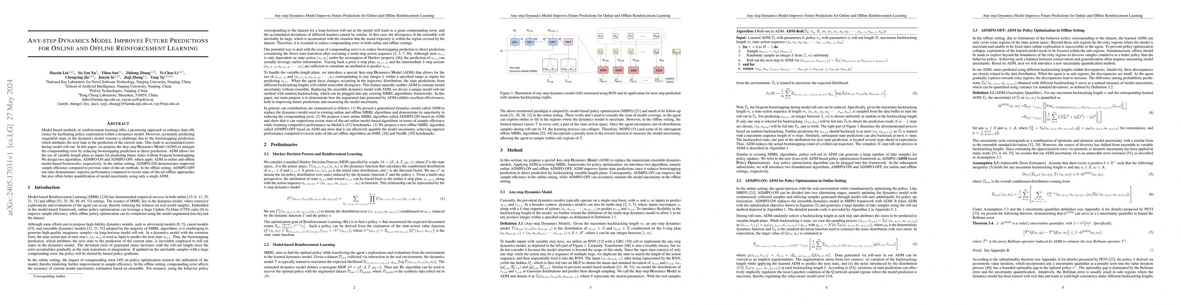 Thumbnail for Any-step Dynamics Model Improves Future Predictions for Online and
  Offline Reinforcement Learning