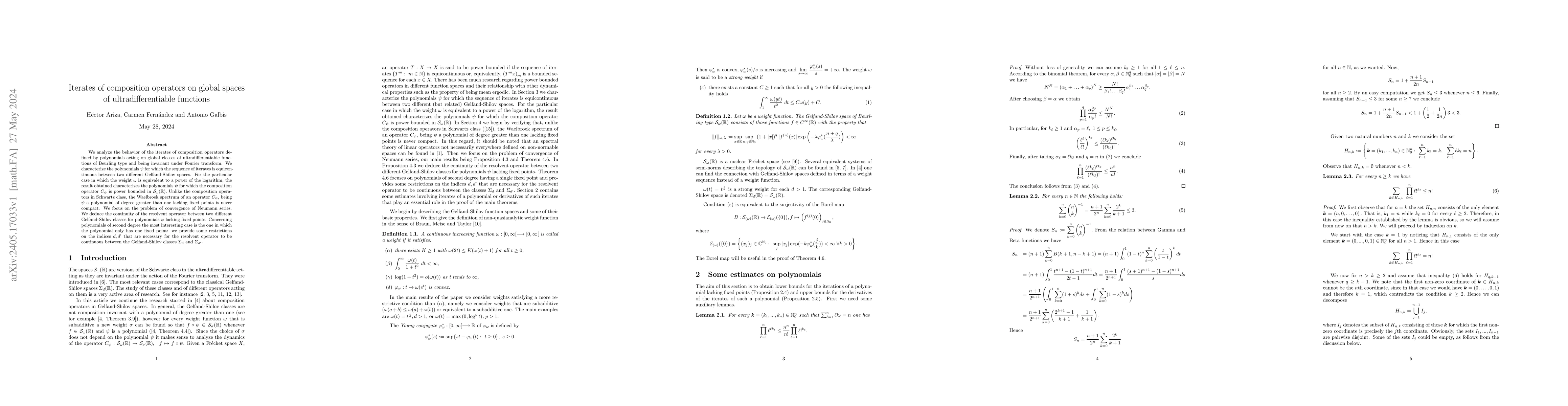 Thumbnail for Iterates of composition operators on global spaces of
  ultradifferentiable functions
