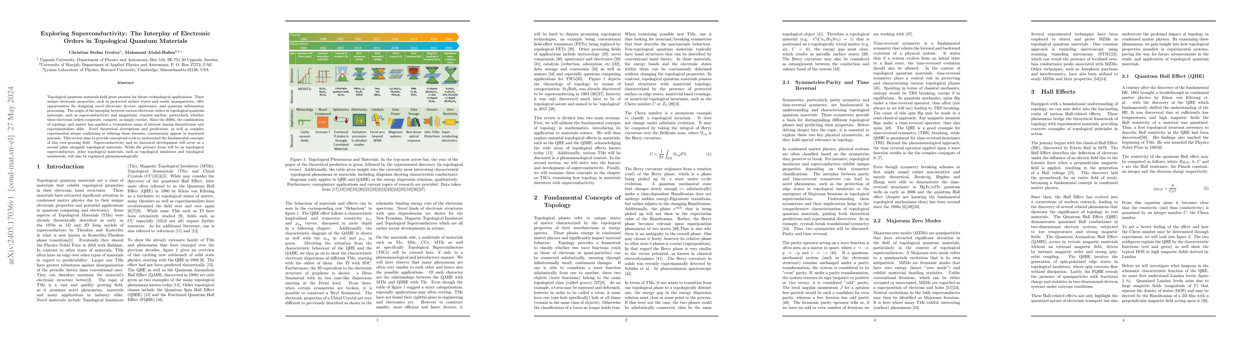 Thumbnail for Exploring Superconductivity: The Interplay of Electronic Orders in
  Topological Quantum Materials