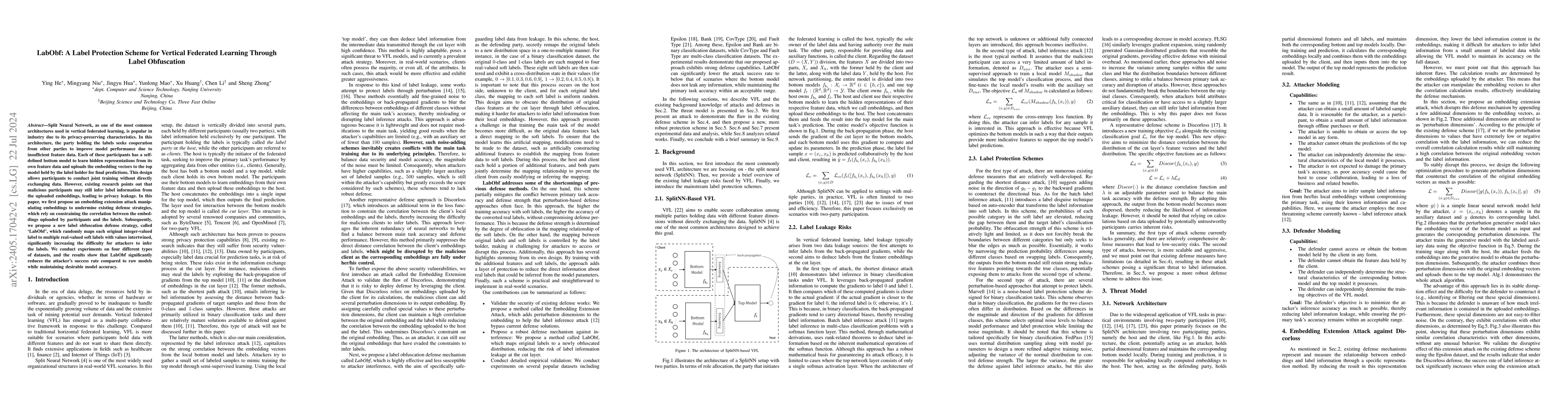 Thumbnail for LabObf: A Label Protection Scheme for Vertical Federated Learning
  Through Label Obfuscation
