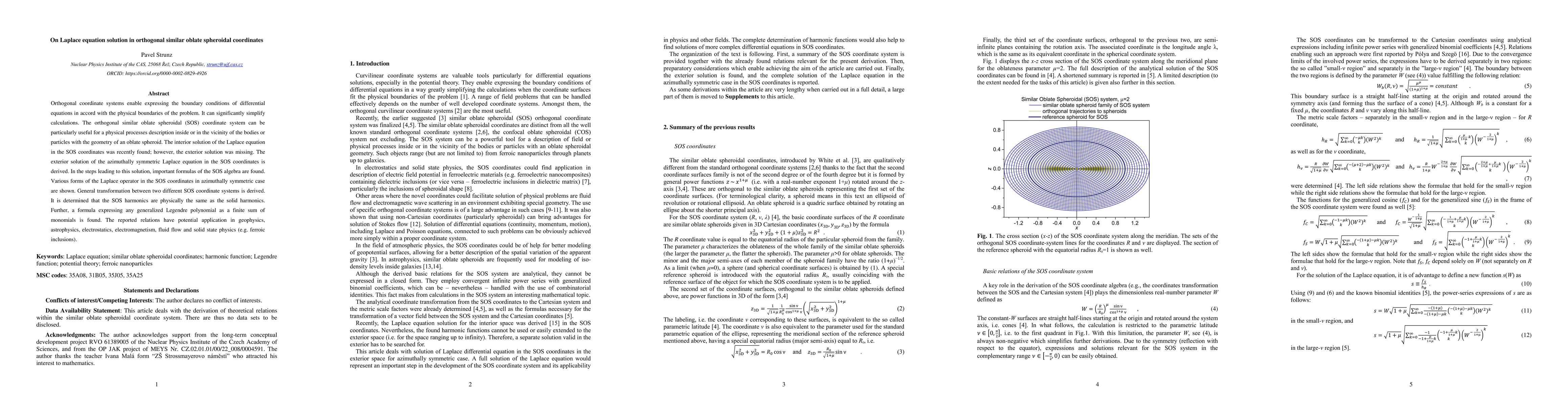 Thumbnail for On Laplace equation solution in orthogonal similar oblate spheroidal
  coordinates