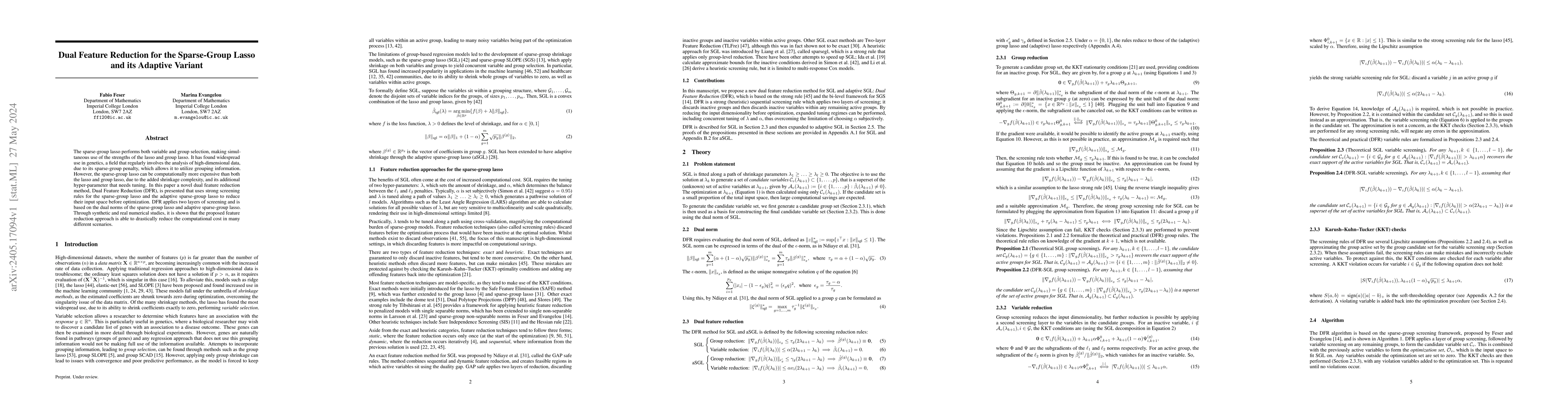 Thumbnail for Dual feature reduction for the sparse-group lasso and its adaptive
  variant