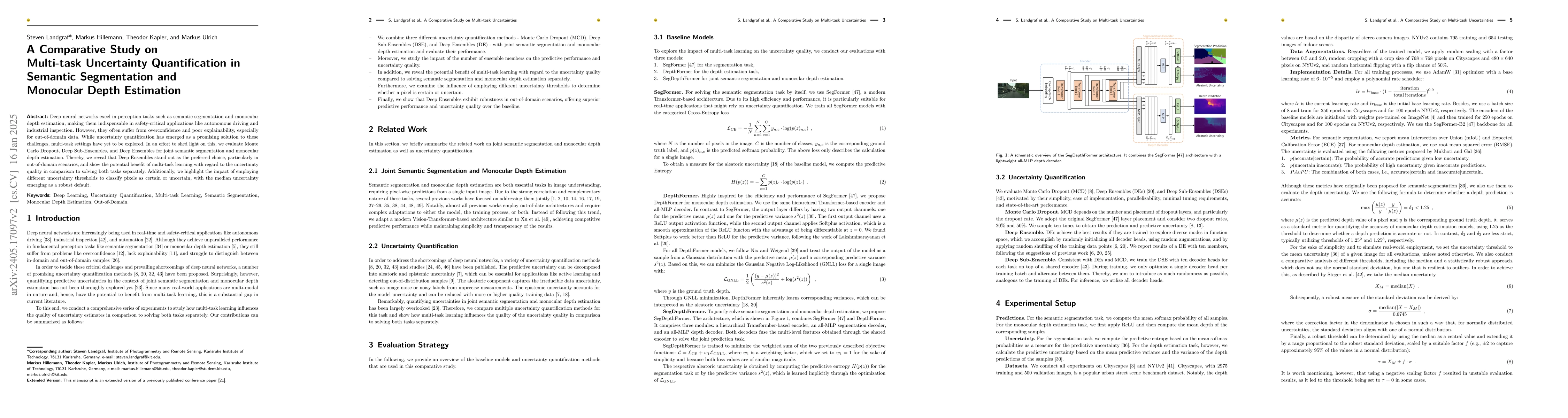 Thumbnail for Evaluation of Multi-task Uncertainties in Joint Semantic Segmentation
  and Monocular Depth Estimation