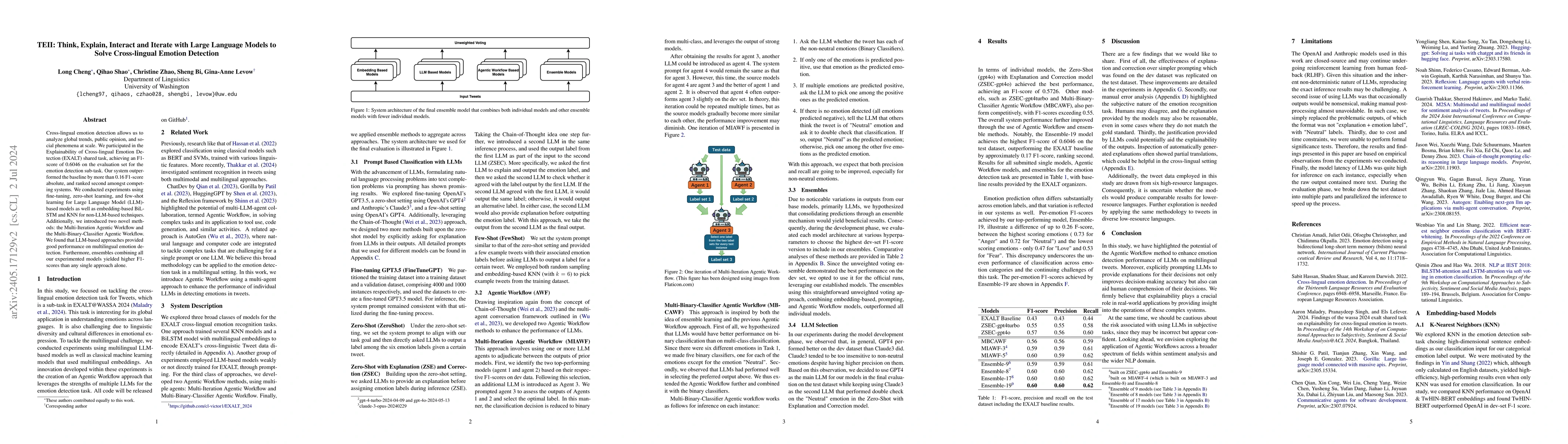 Thumbnail for TEII: Think, Explain, Interact and Iterate with Large Language Models to
  Solve Cross-lingual Emotion Detection