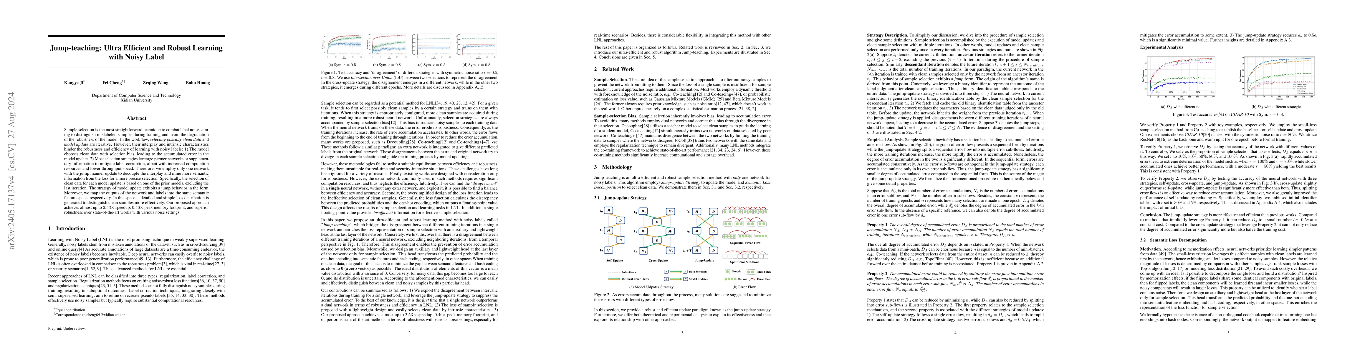 Thumbnail for Jump-teaching: Ultra Efficient and Robust Learning with Noisy Label