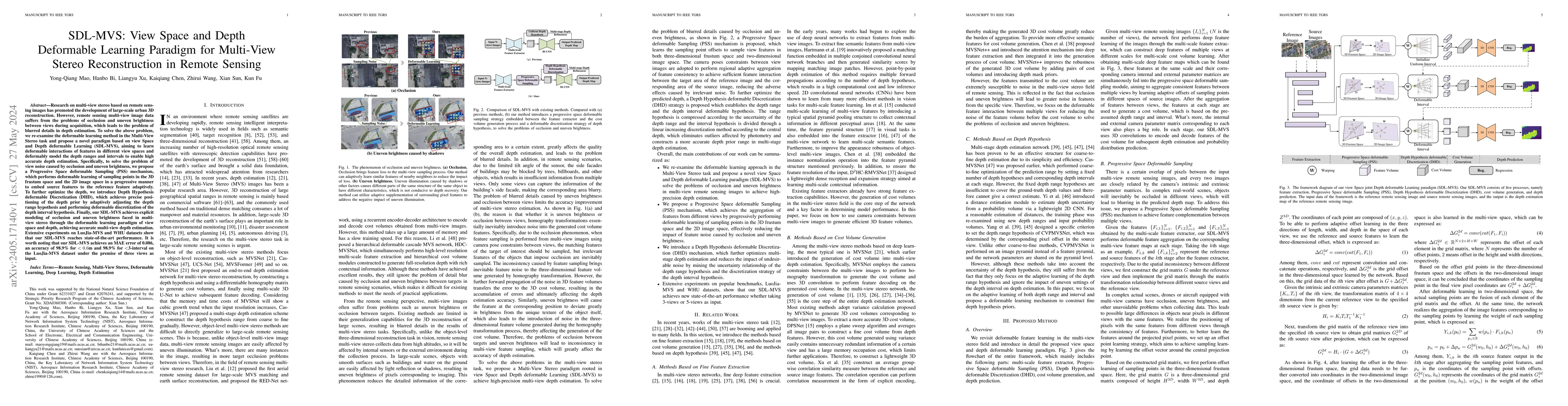 Thumbnail for SDL-MVS: View Space and Depth Deformable Learning Paradigm for
  Multi-View Stereo Reconstruction in Remote Sensing