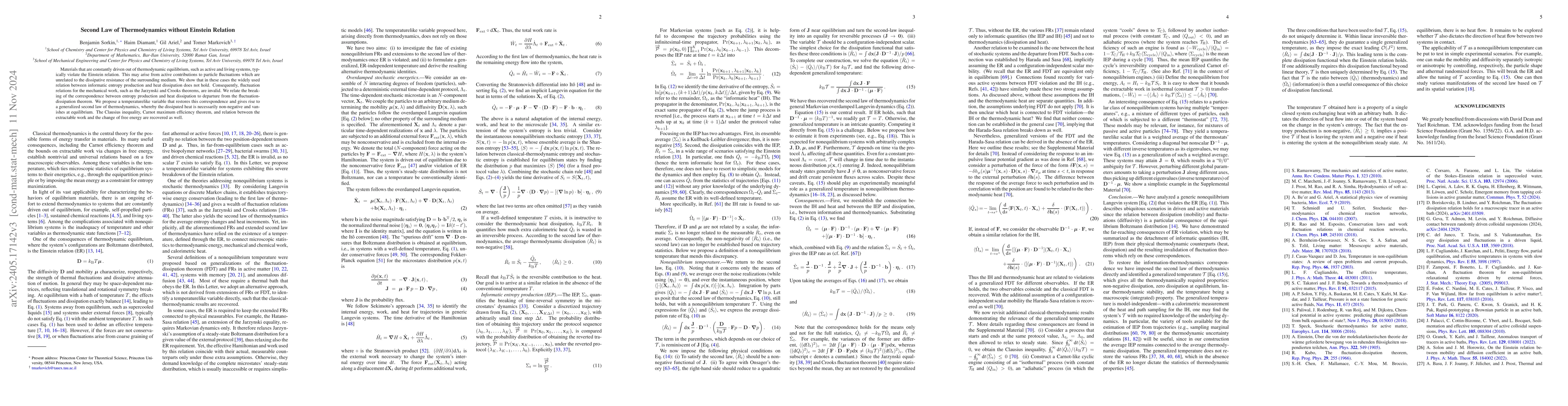 Thumbnail for Second Law of Thermodynamics without Einstein Relation