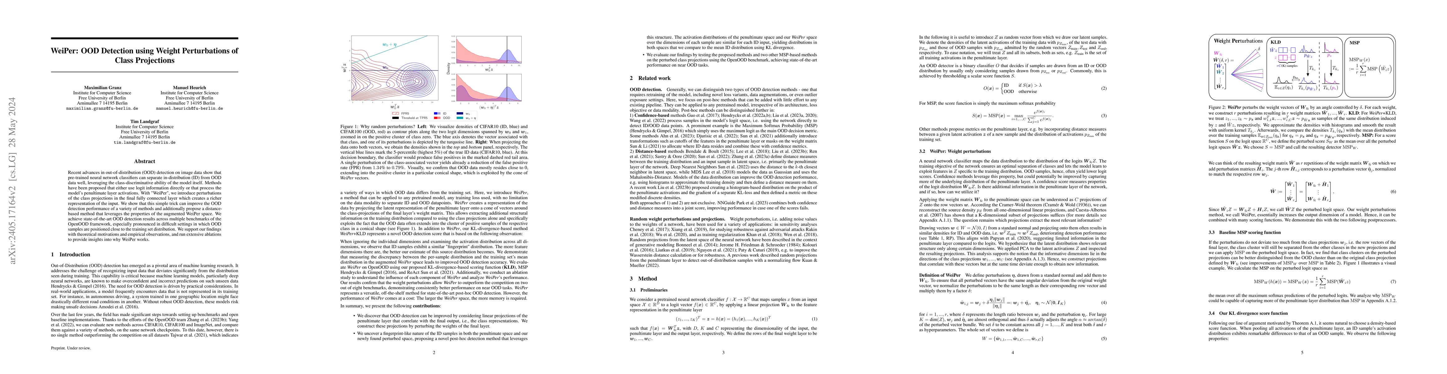 Thumbnail for WeiPer: OOD Detection using Weight Perturbations of Class Projections