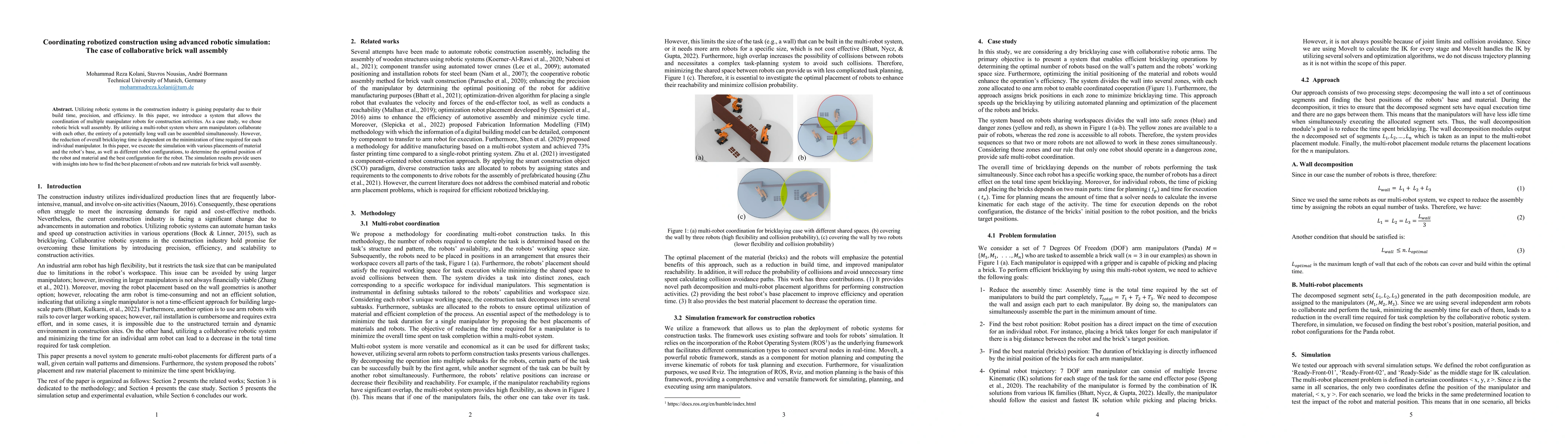 Thumbnail for Coordinating robotized construction using advanced robotic simulation:
  The case of collaborative brick wall assembly