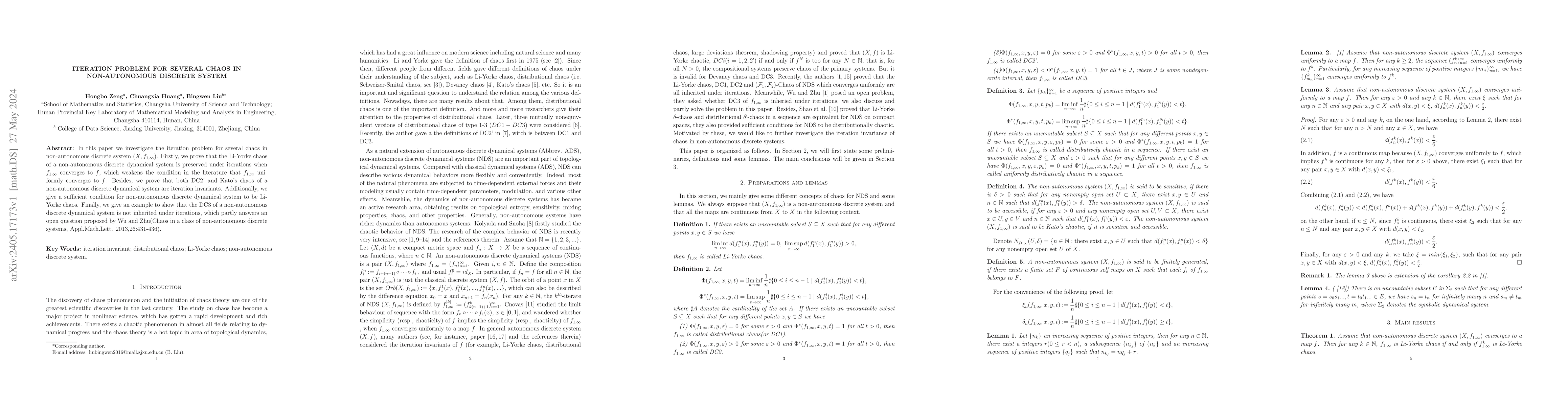 Thumbnail for Iteration problem for several chaos in non-autonomous discrete system